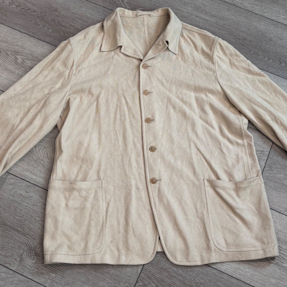 Vestimenta Spa Silk Wool Chore Jacket Mens 54 Beige Italy Luxury Workwear Coat